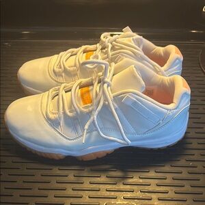 Jordan White and Orange Athletic Shoes with Ankle Support